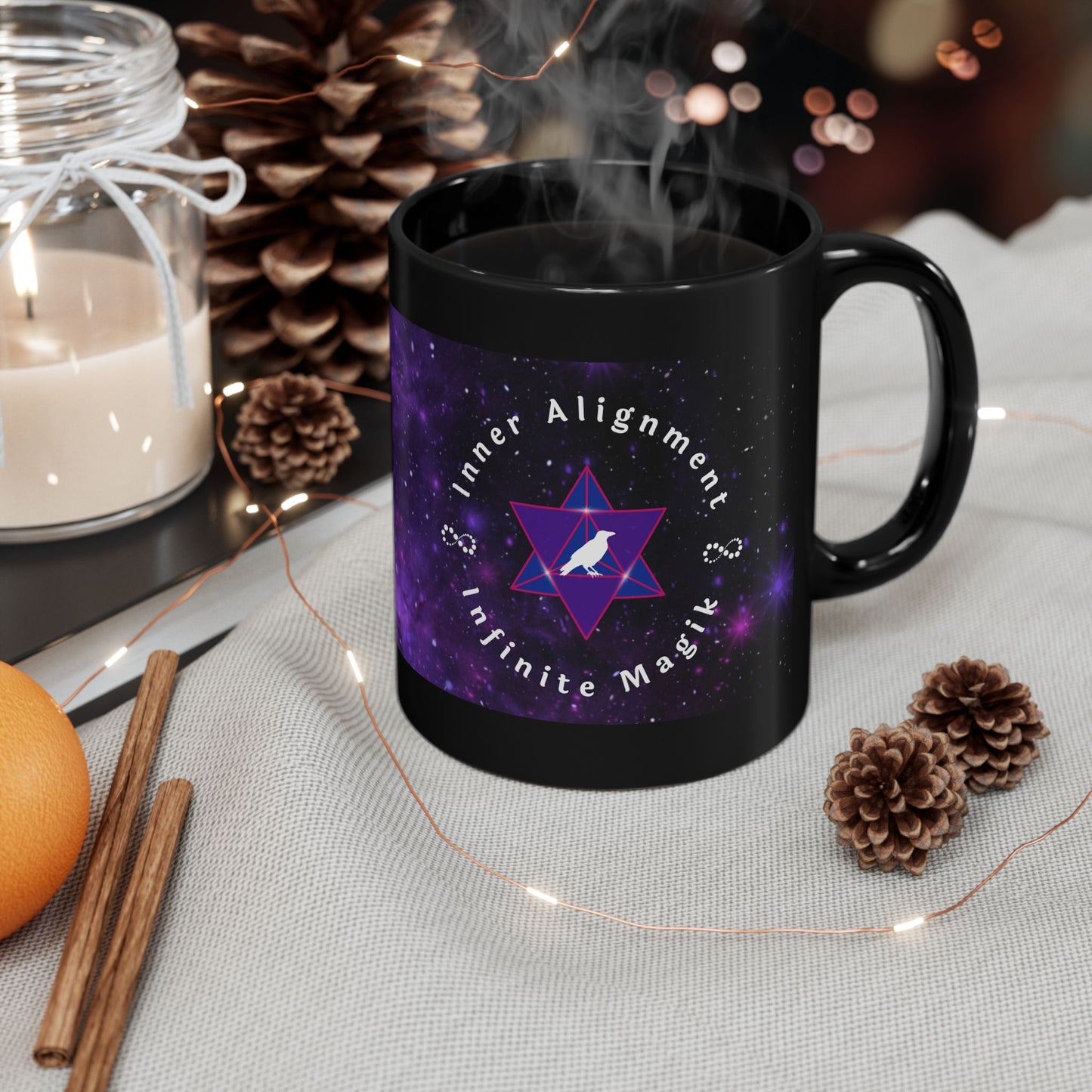 Cosmic Ritual Mug – Raven Magik Merkabah Design