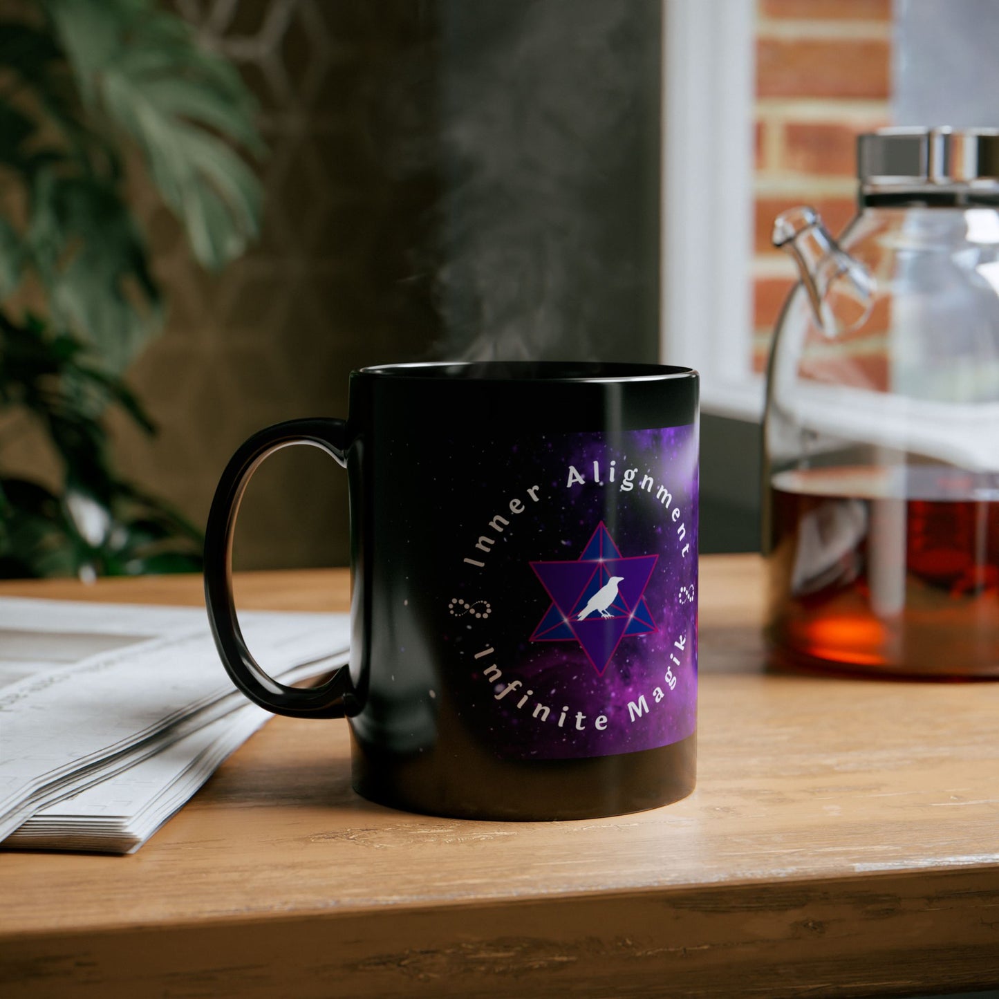Cosmic Ritual Mug – Raven Magik Merkabah Design