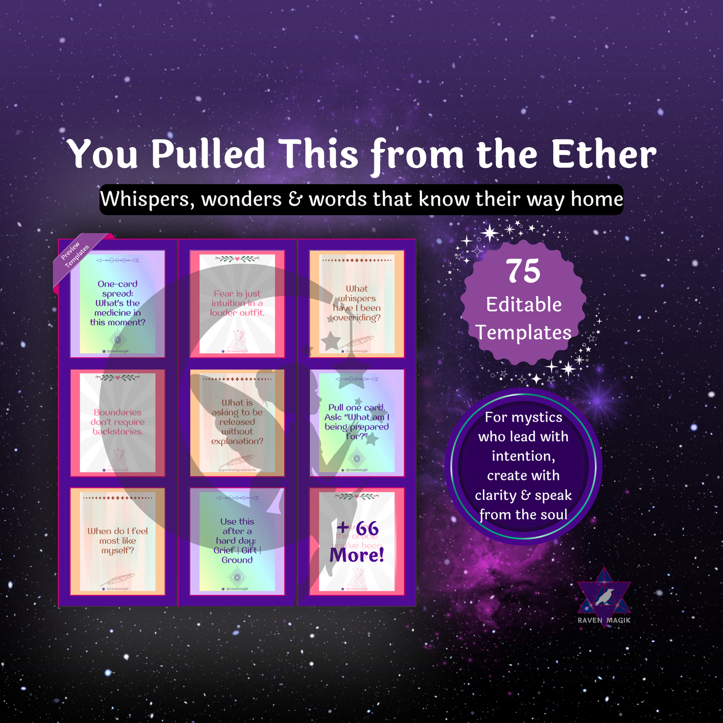 🔮 Oracle Prompt Canva Templates – 75 Spiritual Content Posts for Instagram