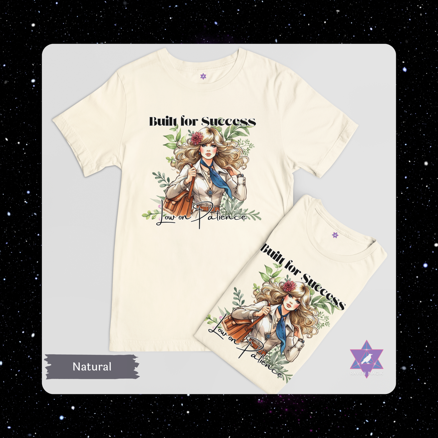 Capricorn Zodiac T-shirt with “Built for Success and Low on Patience” slogan, styled for ambitious, unbothered energy.