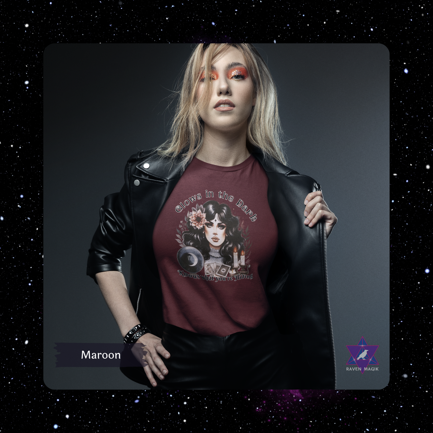 Scorpio Zodiac T-shirt with “Glows in the Dark and Knows What You’re Hiding” slogan, styled for intense, psychic energy.